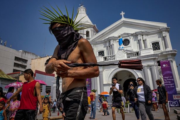 Flagellants whip their bloodied backs as a form of penance