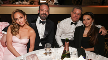 Jennifer Lopez, Ben Affleck, Matt Damon and Luciana Damon at the 81st Annual Golden Globe Awards, airing live from the Beverly Hilton in Beverly Hills, California on Sunday, January 7, 2024