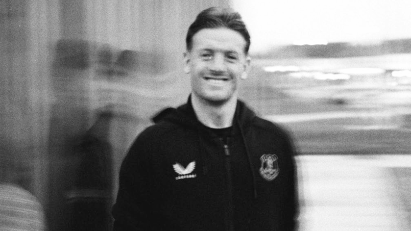 Jordan Pickford, Everton and England goalkeeper, is pictured smiling at the camera 
