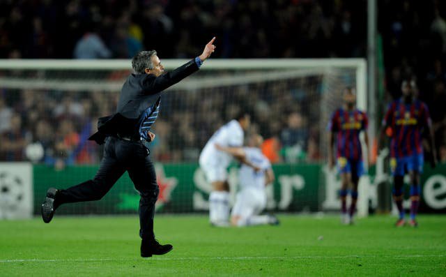 Mourinho’s celebration at Camp Nou in the 2010 Champions League semi-finals
