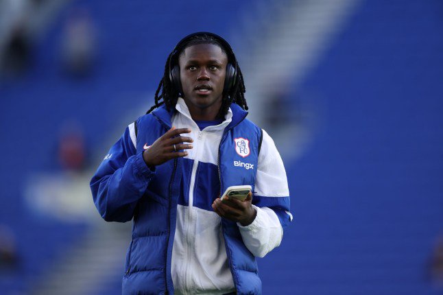 LIVERPOOL, ENGLAND - OCTOBER 17: Geovany Quenda of Chelsea inspects the pitch before the Premier League 2026/27 match between Everton and Chelsea FC at Hill Dickinson Stadium on October 17, 2026 in Liverpool, England. (Photo by Lewis Storey CFC/Chelsea FC via Getty Images)