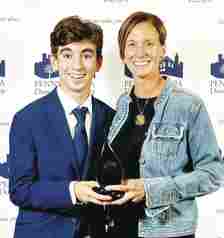 <p>City of Pittston’s Main Street Manager Mary Kroptavich stands with Paul Stevenson who received the Chairman’s Award for Youth Involvement at the Townie Awards.</p>
                                 <p>Tony Callaio | For Times Leader</p>