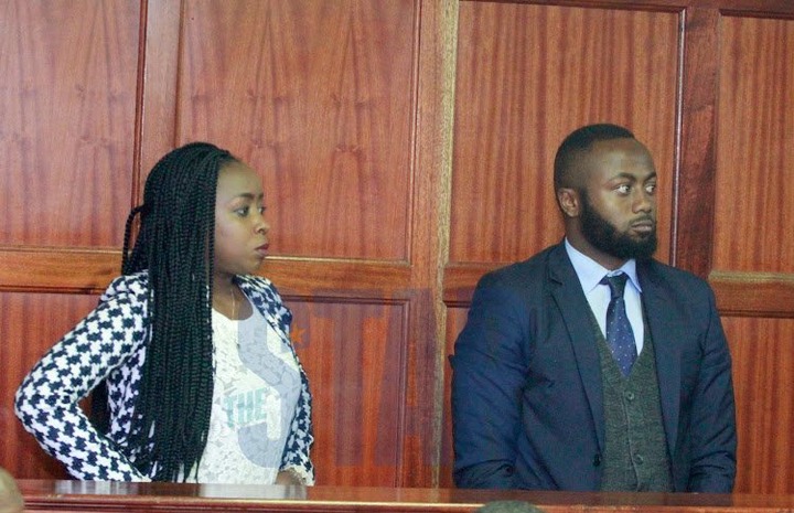 Journalist Jacque Maribe and Jowie Irungu at Milimani law court on November 26, 2019.
