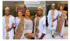 (Photos) Actress Mercy Aigbe Steps Out with Son Olajuwon in matching traditional attire