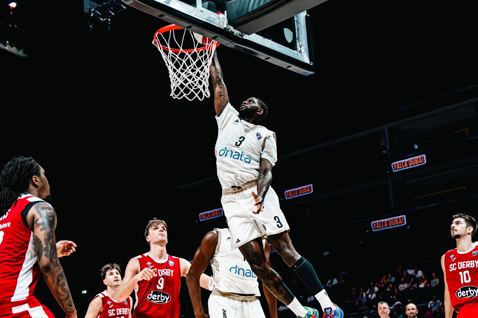 Dwayne Bacon of Dubai Basketball during the 108-90 win over SC Derby at Coca-Cola Arena. (Supplied)
