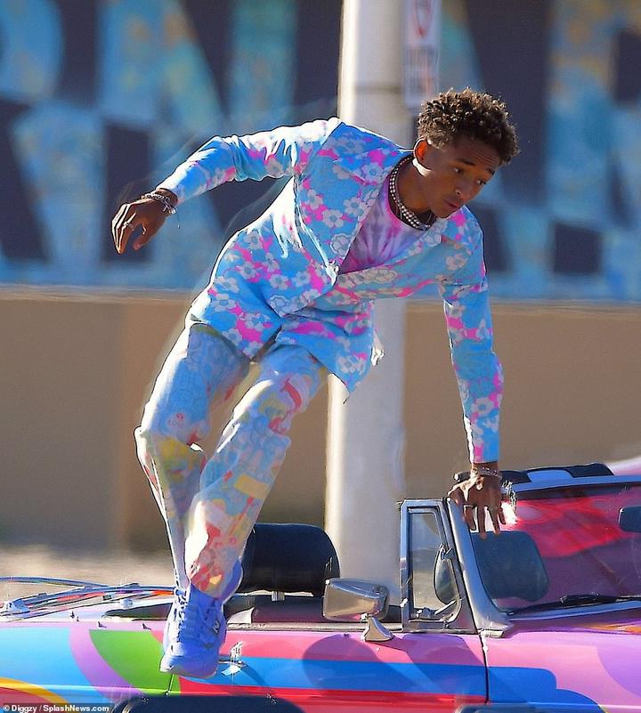Location: Jaden's shoot appeared to be taking place in a car park of one of the local beaches
