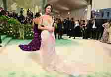 Mexican actress Eiza Gonzalez Rivera arriving at the 2024 Met Gala at the Metropolitan Museum of Art in a dress
