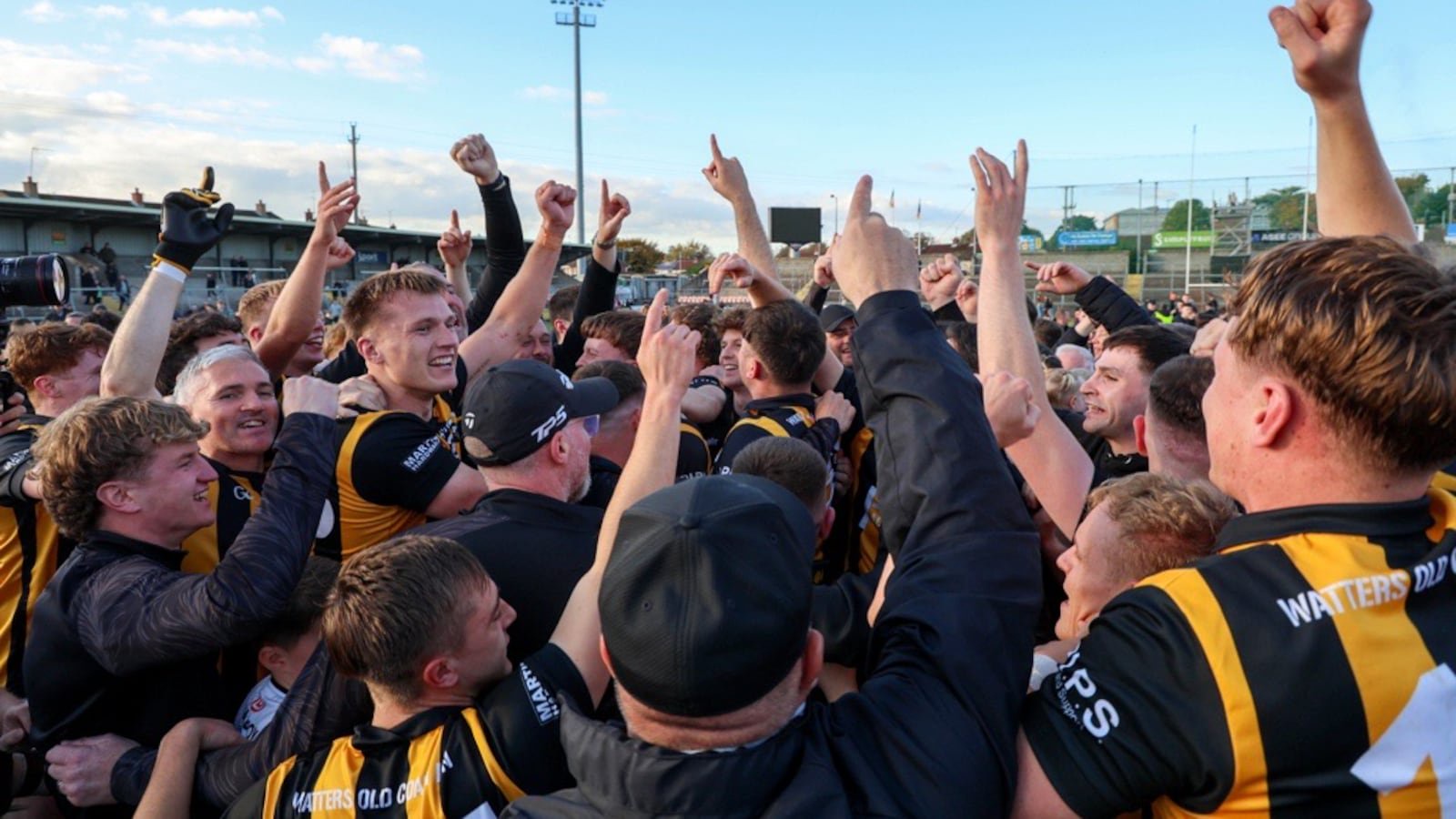 Champions. Crossmaglen players and supporters enjoy that winning feeling at the Athletic Grounds. Picture: Noel Moan.