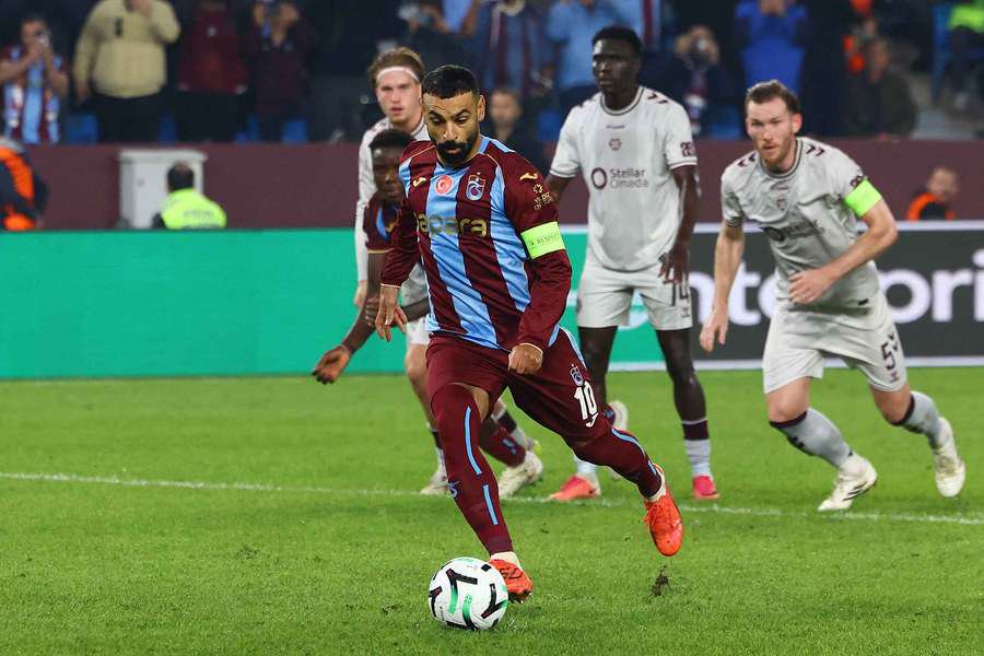 Trabzonspor's Mohamed Salah scores their first goal from the penalty spot