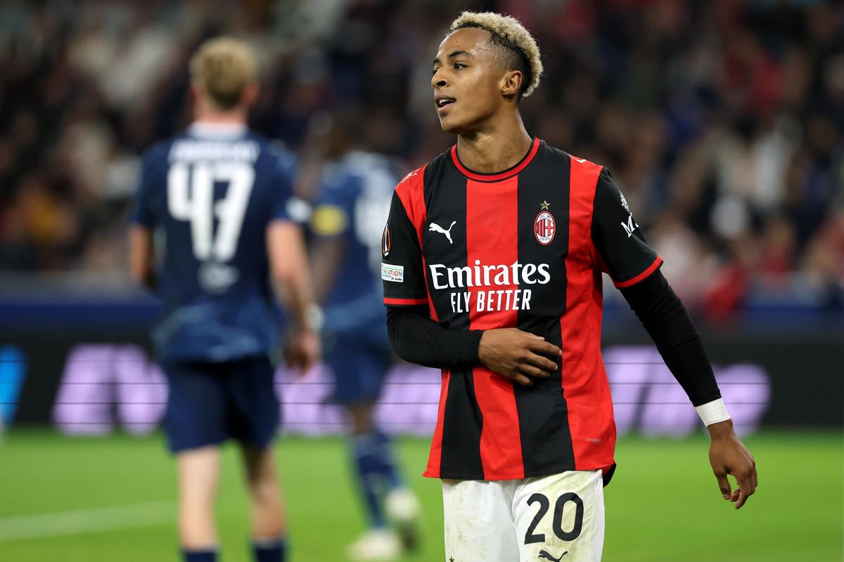 On-loan Nottingham Forest winger Omari Hutchinson in action for AC Milan
