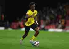 Ismaël Koné of Watford in action during the Sky Bet Championship between Watford and West Bromwich Albion at Vicarage Road on February 20, 2023 in ...
