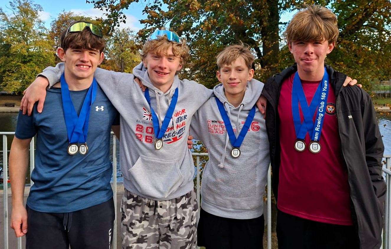 Stratford’s J16 boys with their medals.