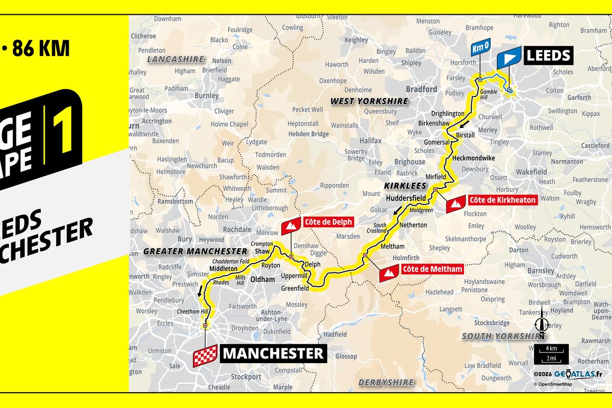 The Tour De France Femmes route from Leeds to Manchester