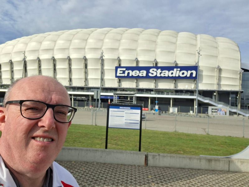 One fan has already arrived at Lech Poznan's Enea Stadion