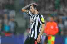Sandro Tonali of Newcastle United looks dejected during the UEFA Champions League match between Newcastle United FC and Borussia Dortmund at St. Ja...