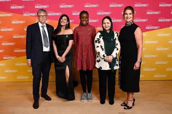 Bill Gates, Radhika Batra, Vanessa Nakate, Zahra Joya, and Melinda French