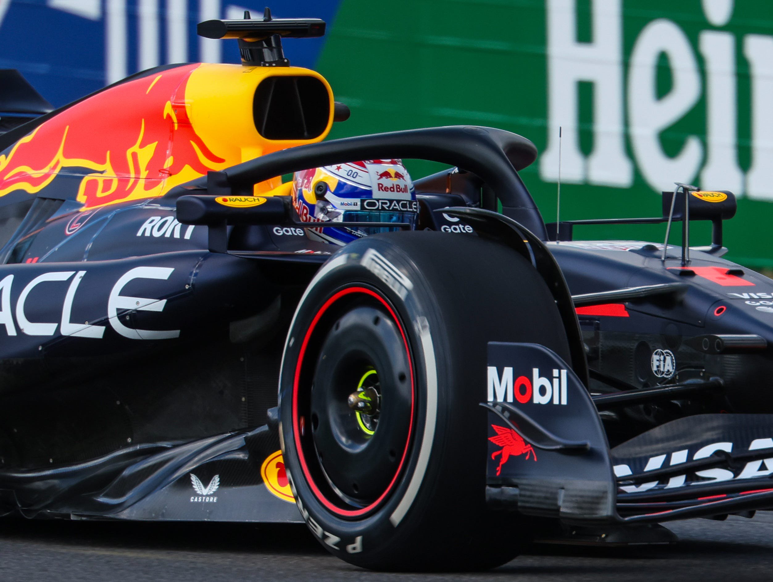 Oct 17, 2025; Austin, TX, USA;  Oracle Red Bull Racing driver Max Verstappen (1) of Team Netherlands practices for the Grand Prix at Circuit of The Americas Austin. Mandatory Credit: Thomas Shea-Imagn Images