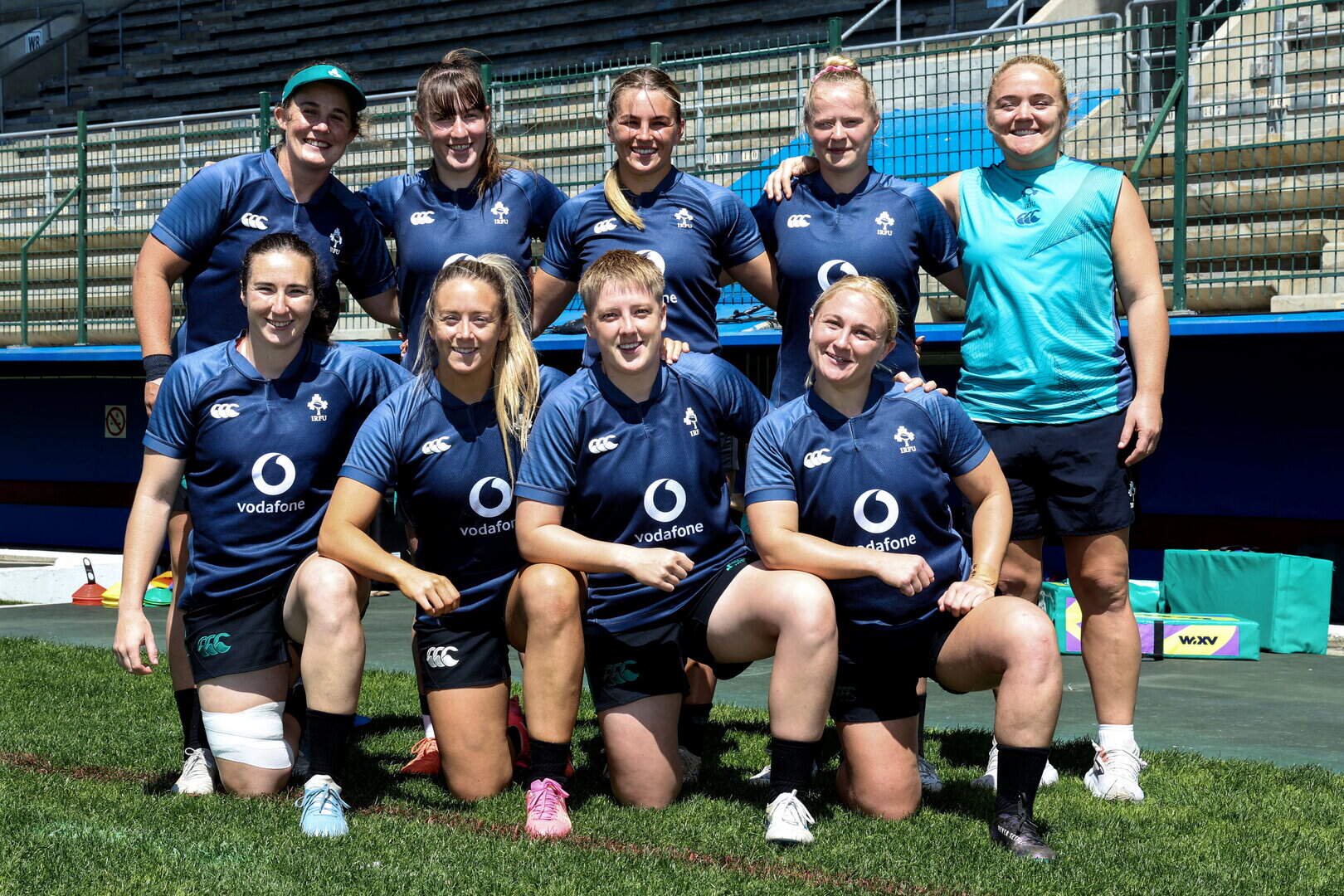 Ireland players following their captain’s run at Athlone Stadium in Cape Town. Back row (from left): Enya Breen, Niamh Gallagher, Erin King, Dannah O'Brien and Clíodhna Moloney-MacDonald, with front (from left), Eve Higgins, Stacey Flood, Beth Buttimer and Neve Jones 