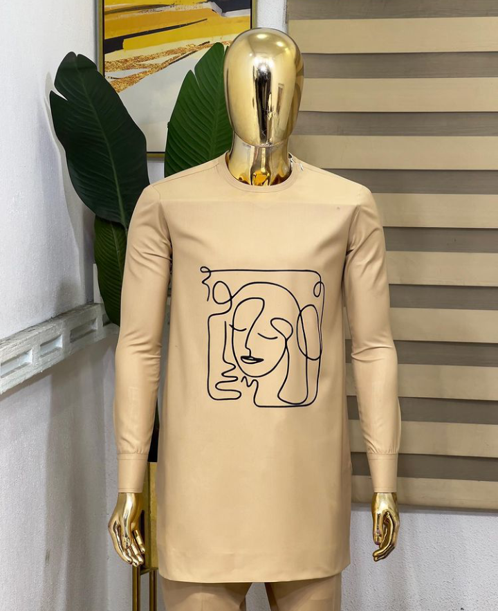 White and Gold Embroidery Long-Sleeve Senator Suit – Yoma Fashion