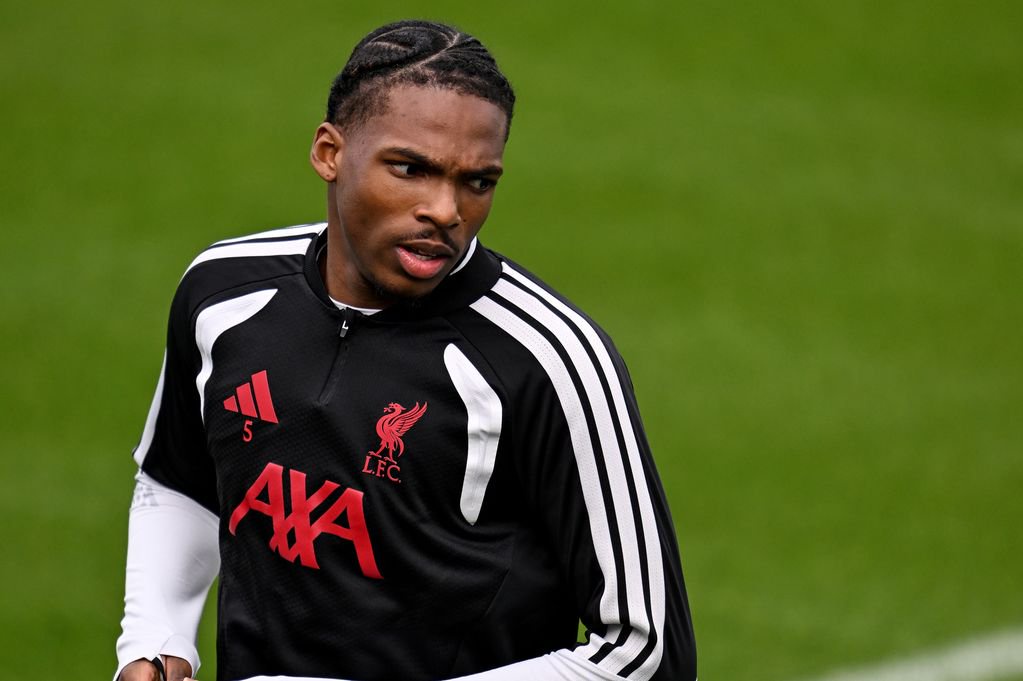 KIRKBY, ENGLAND - OCTOBER 08: (THE SUN OUT, THE SUN ON SUNDAY OUT) Jeremy Jacquet of Liverpool during a training session at AXA Training Centre on October 08, 2026 in Kirkby, England. (Photo by Andrew Powell/Liverpool FC via Getty Images)