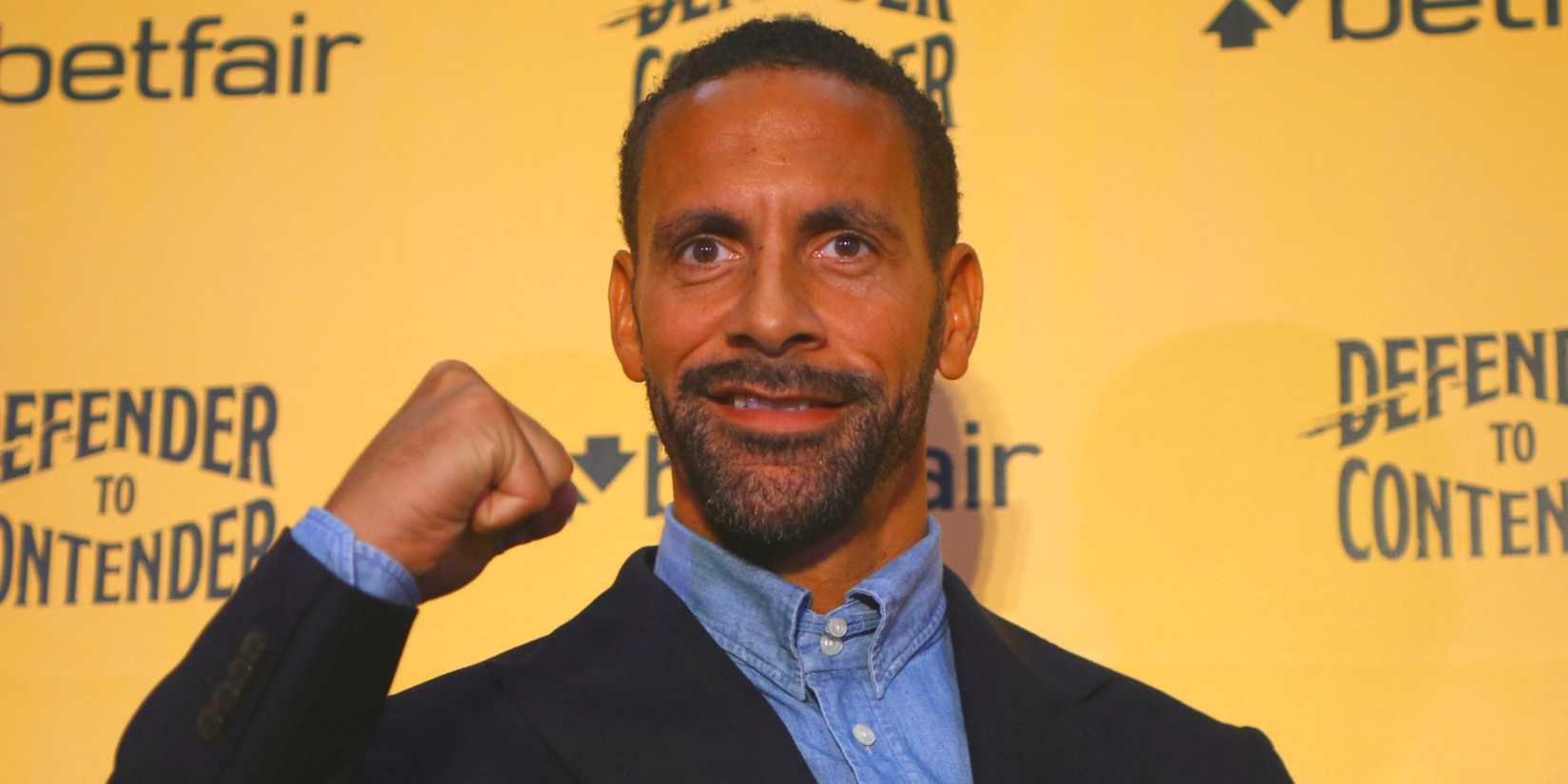 Rio Ferdinand poses after a boxing press conference