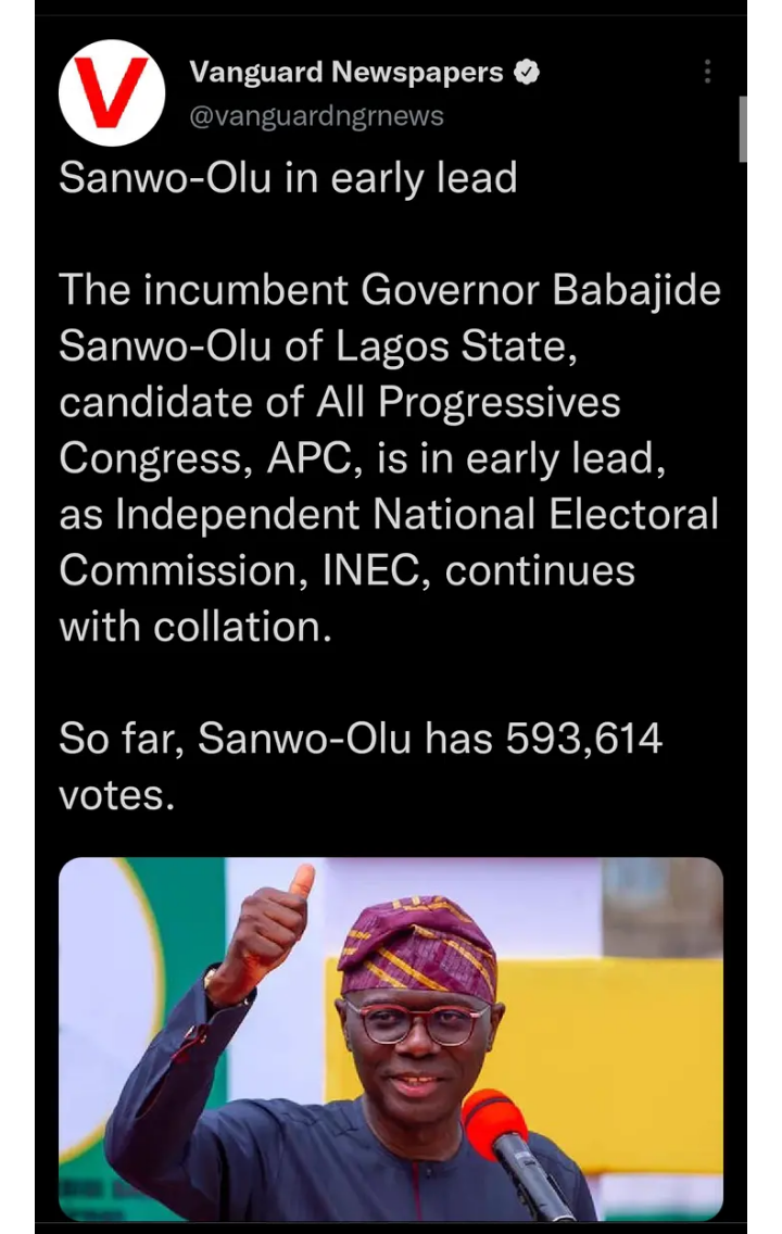 Today's Headlines: Sanwo-olu Leading In Lagos, PDP Wins 25 H/Assembly Seats In Osun, APC Wins One