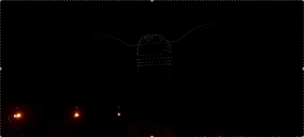 Drones light up as the Texas Longhorn logo above their stadium.