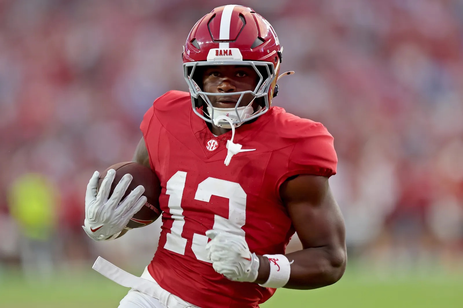 EJ Crowell #13 of the Alabama Crimson Tide.
