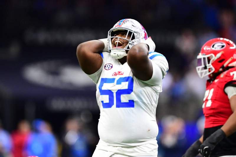 January 1, 2026, New Orleans, Louisiana, USA: Ole Miss Rebel DT 52 WILL ECHOLES reacts to an almost inception that could of happened against Georgia. New Orleans USA – ZUMAl187 20260101_zsp_l187_091 Copyright: xJamesxLeyvax