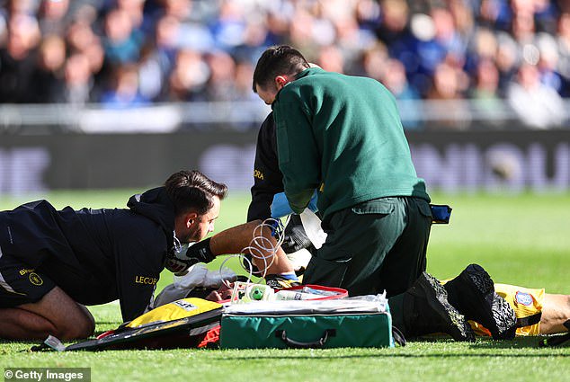 He had come together with Jarrad Branthwaite in a sickening clash and needed medical attention before beign stretchered off