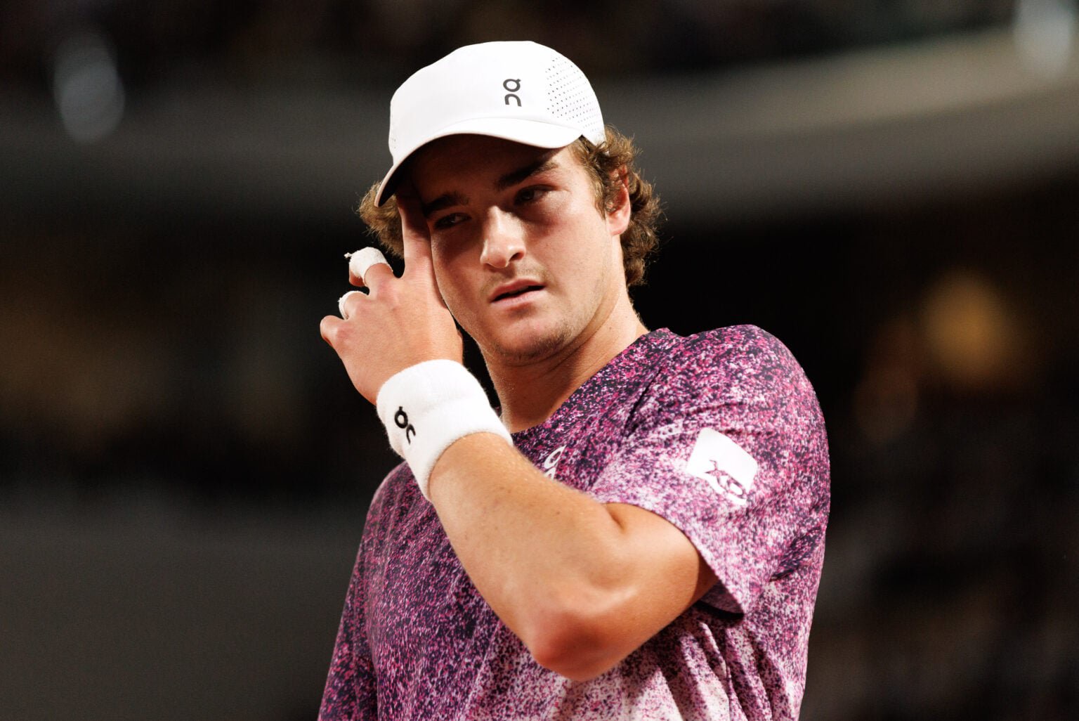 Joao Fonseca looks on at the French Open.
