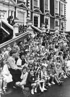 Liverpool International Garden Festival Fringe. Singing schoolchildren sent the rain away at Croxteth Hall in the Festival Fringe 84. More than 500 children from Fazakerley, Norris Green and Croxteth took part. July 12, 1984