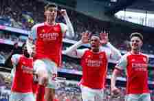 Kai Havertz celebrating scoring for Arsenal against Tottenham