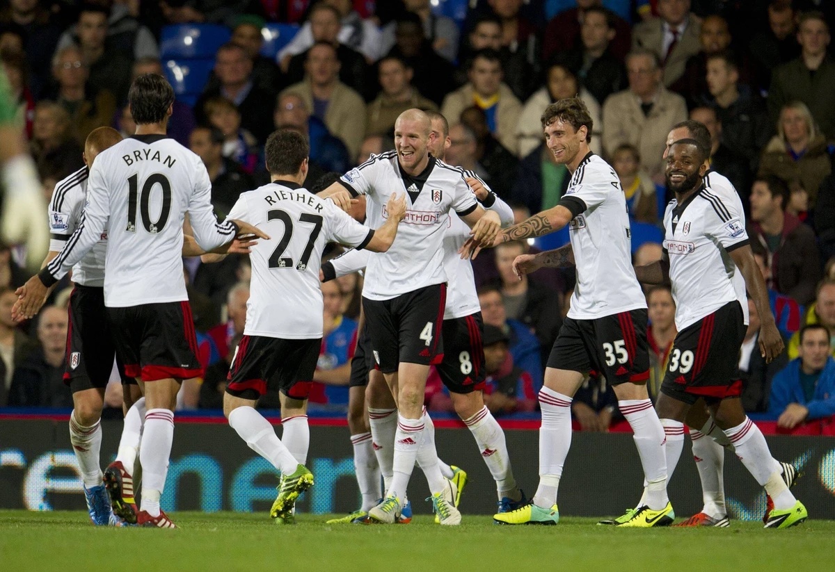 Mandatory Credit: Photo by Andy Hooper/ANL/Shutterstock 4233644a Phillipe Senderos Scores His Sides Fourth Goal And Celebrates. Crystal Palace V Fulham 1-4 Premier League. Phillipe Senderos Scores His ...