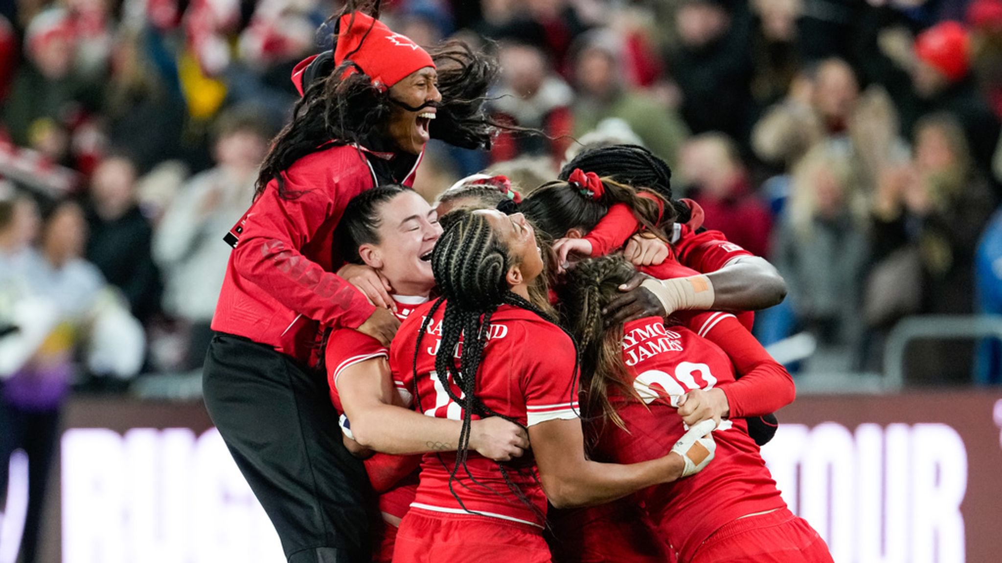 Canada, who crowdfunded their way to a World Cup final last year, celebrate after their stunning win over England in Toronto
