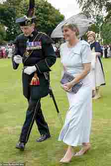 Sophie, Duchess of Edinburgh, matched the Queen's look in a simpler yet sophisticated blue frock