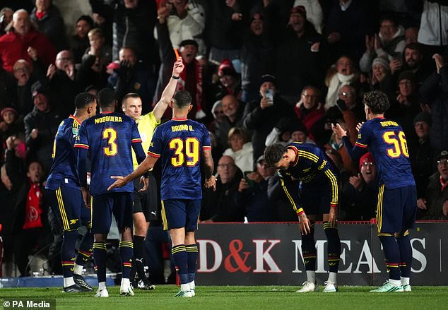 Max Dowman was sent off in the closing stages (Nick Potts/PA)