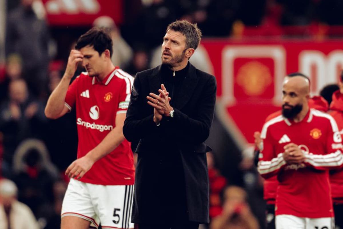 Head Coach Michael Carrick of Manchester United walks off after the Premier League 2026/27 match between Manchester United and AFC Bournemouth