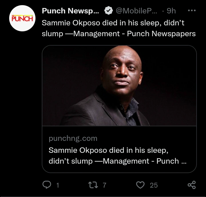 Sammie Did Not Slump, He Died In His Sleep - Sammie Okposo's Manager