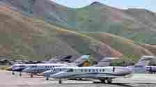Private jets are seen on the tarmac at Friedman Memorial Airport.