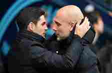 Mikel Arteta and Pep Guardiola greet each other