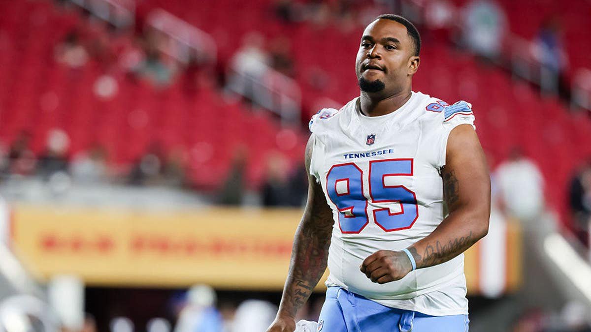 Jordan Elliott walks to the locker room at Levi's Stadium.