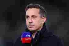 Sky Sports pundit, Gary Neville, prior to the Premier League match between West Ham United and Brentford FC at London Stadium on February 26, 2024 ...