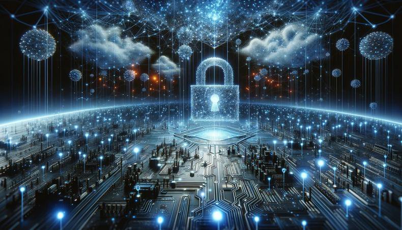 A conceptual image representing the intersection of artificial intelligence and data privacy [Image Credit: DALL·E]