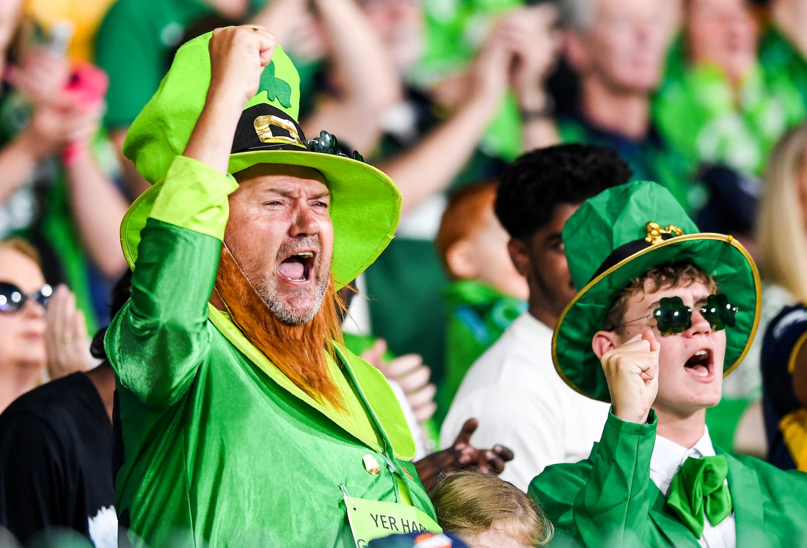 Ireland fans at the T20 World Cup match against Sri Lanka on Sunday. Photograph: Abijith Addya/INPHO