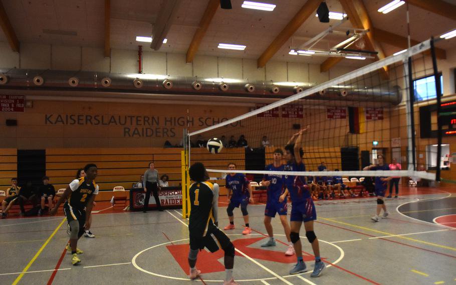 SHAPE and Ramstein faced each other on Friday, Oct. 30, 2026, in a semifinal match at Kaiserslautern High School in Germany. SHAPE advanced to the 2026 DODEA European boys’ Division I volleyball match on Saturday to face Stuttgart.