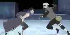 Kakashi and Obito fighting in Naruto Shippuden