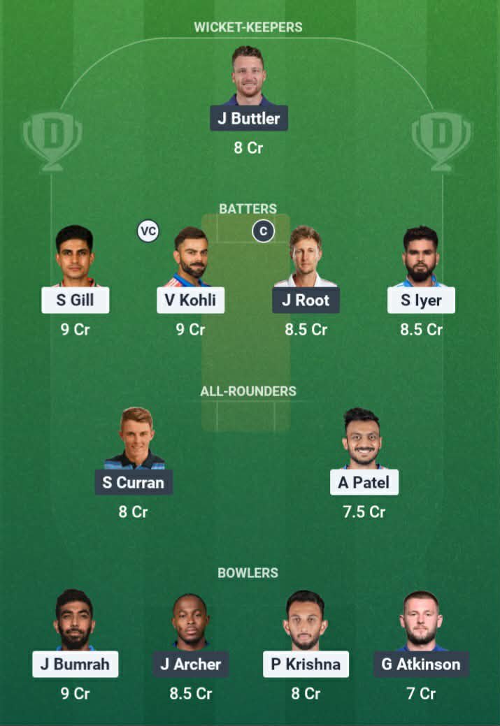 Screenshot from Dream11 app. Possible XIs, Fantasy Cricket Tips, Lord's Pitch Report & Dream11 Prediction for ENG vs IND 3rd ODI Today.
