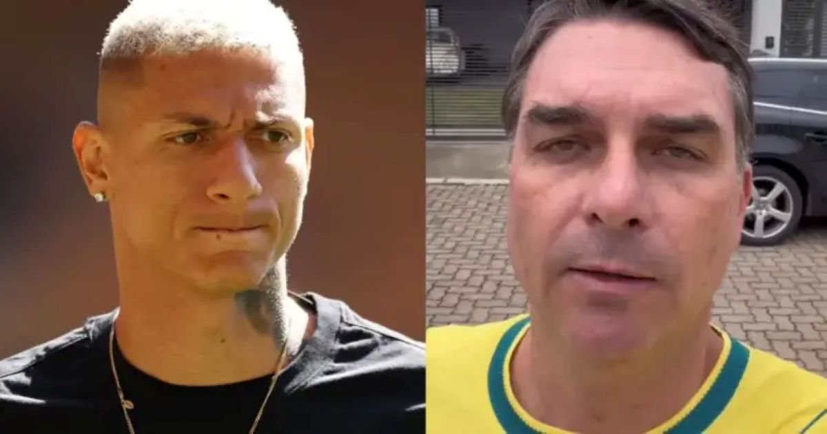 Flávio Bolsonaro e Richarlison. Fotos: Instagram @Richarlison/ @Flavioflaviobolsonaro)