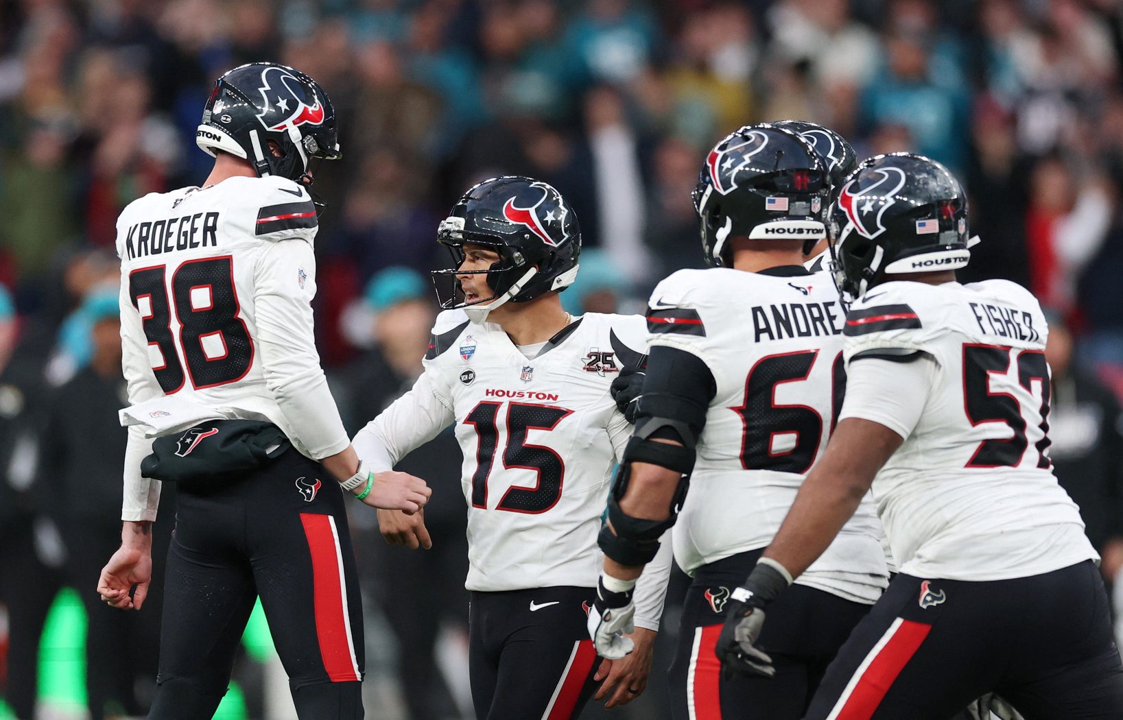 Football - NFL - Houston Texans v Jacksonville Jaguars - Wembley Stadium, London, Britain - October 18, 2026 Houston Texans' Ka'imi Fairbairn celebrates kicking the game winning field goal Action Images via Reuters/Paul Childs
